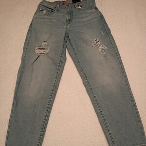 Levi's Silvertab Trendy Distressed Light Blue Mom Jeans